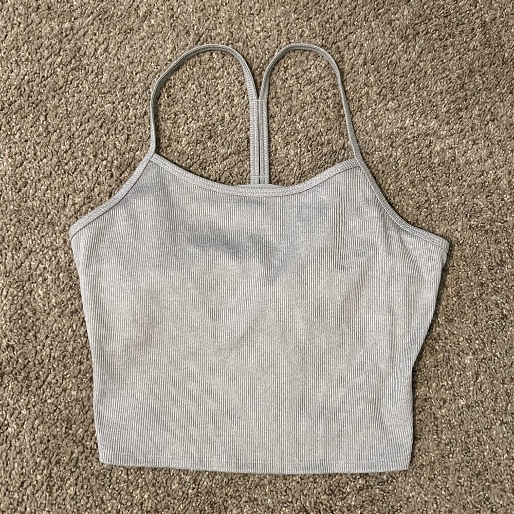 ALO Yoga White Fitted Crop Tank Top